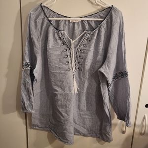 Westport Womans XL Blue Peasant Blouse